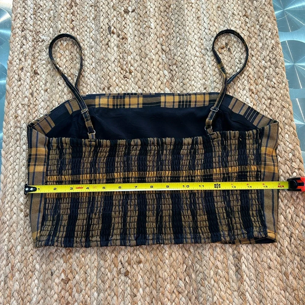 Aeropostale Plaid Cropped Tank, Gold and Black, Size L - Picture 8 of 10